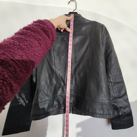 Kenneth Cole Reaction Black 100% Leather Long Sleeve Moto Biker Jacket Sz Small - Picture 9 of 13